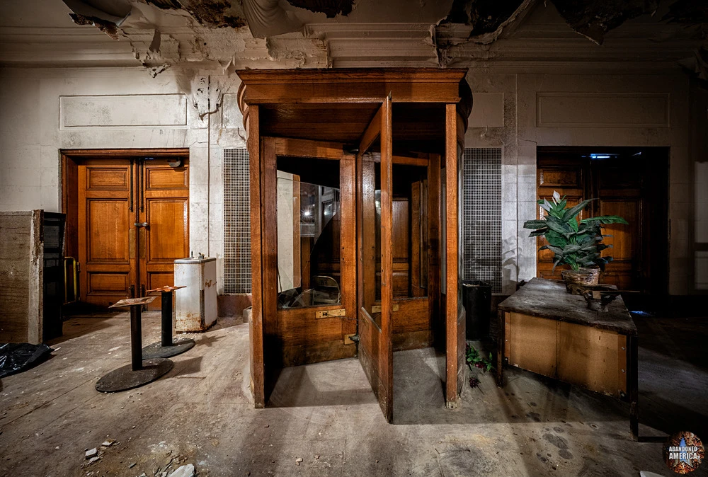The historic vestibule — original millwork still standing.